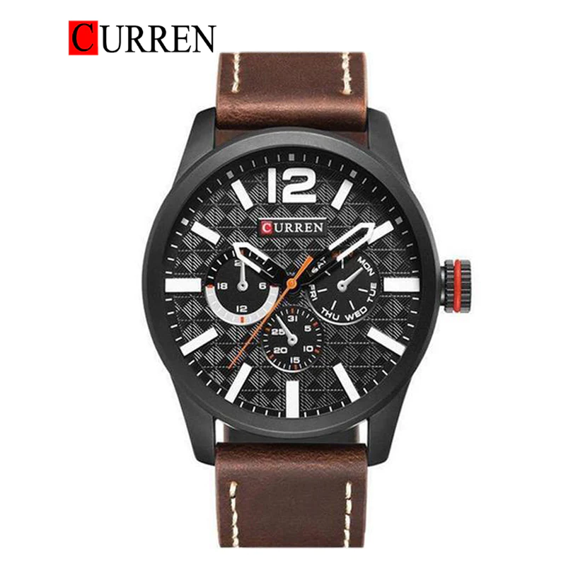 CURREN WATCHES CURREN Original Brand Leather Straps Wrist Watch For Men With Brand (Box & Bag)-8247